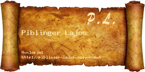 Piblinger Lajos névjegykártya